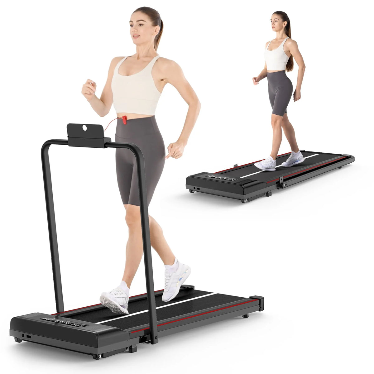 2 in 1 Folding Treadmill 265 lbs Gray T902
