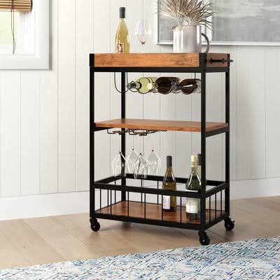Mobile Metal Bar Cart Sand C6329