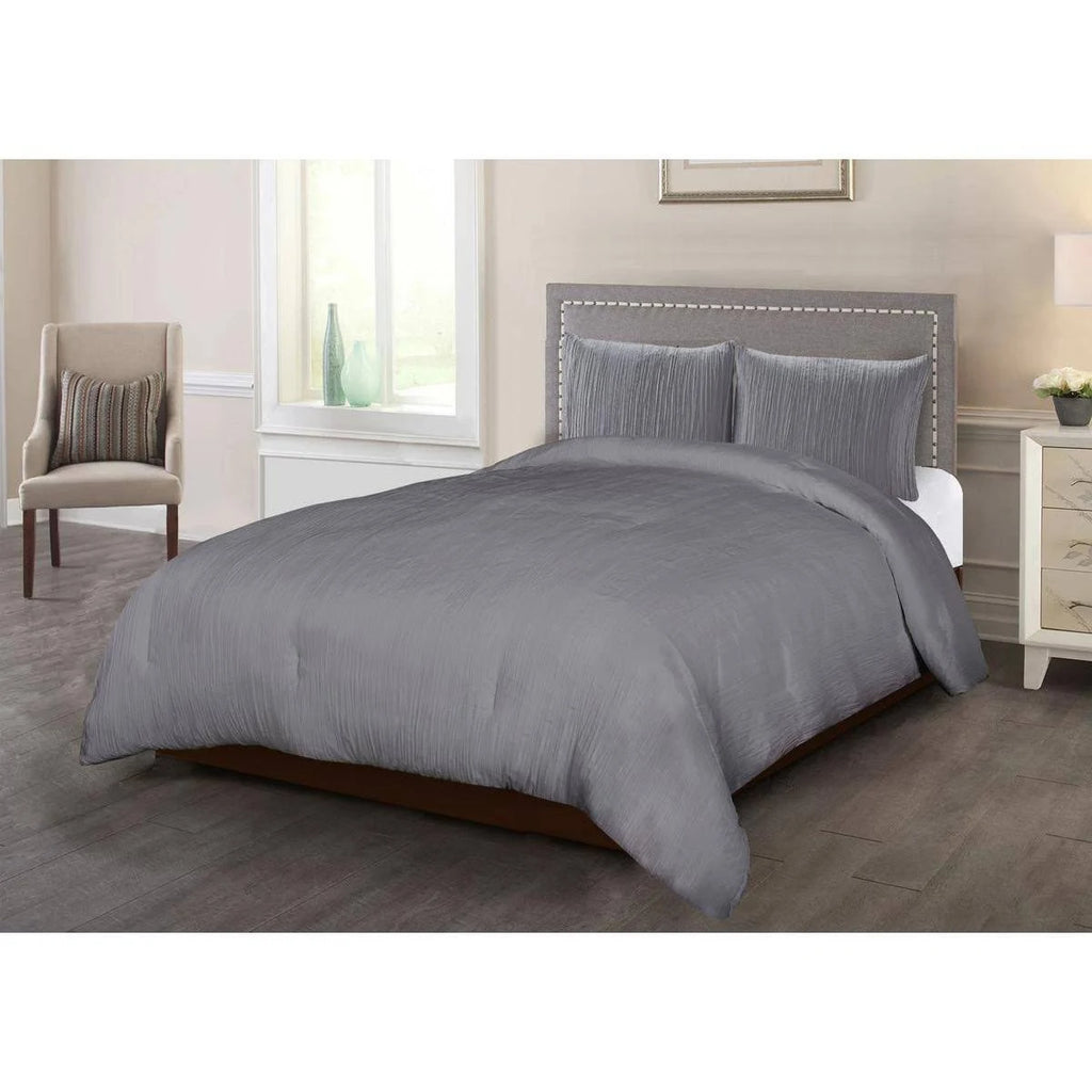 Dark Grey Crinkle 3PC Full/Queen A167