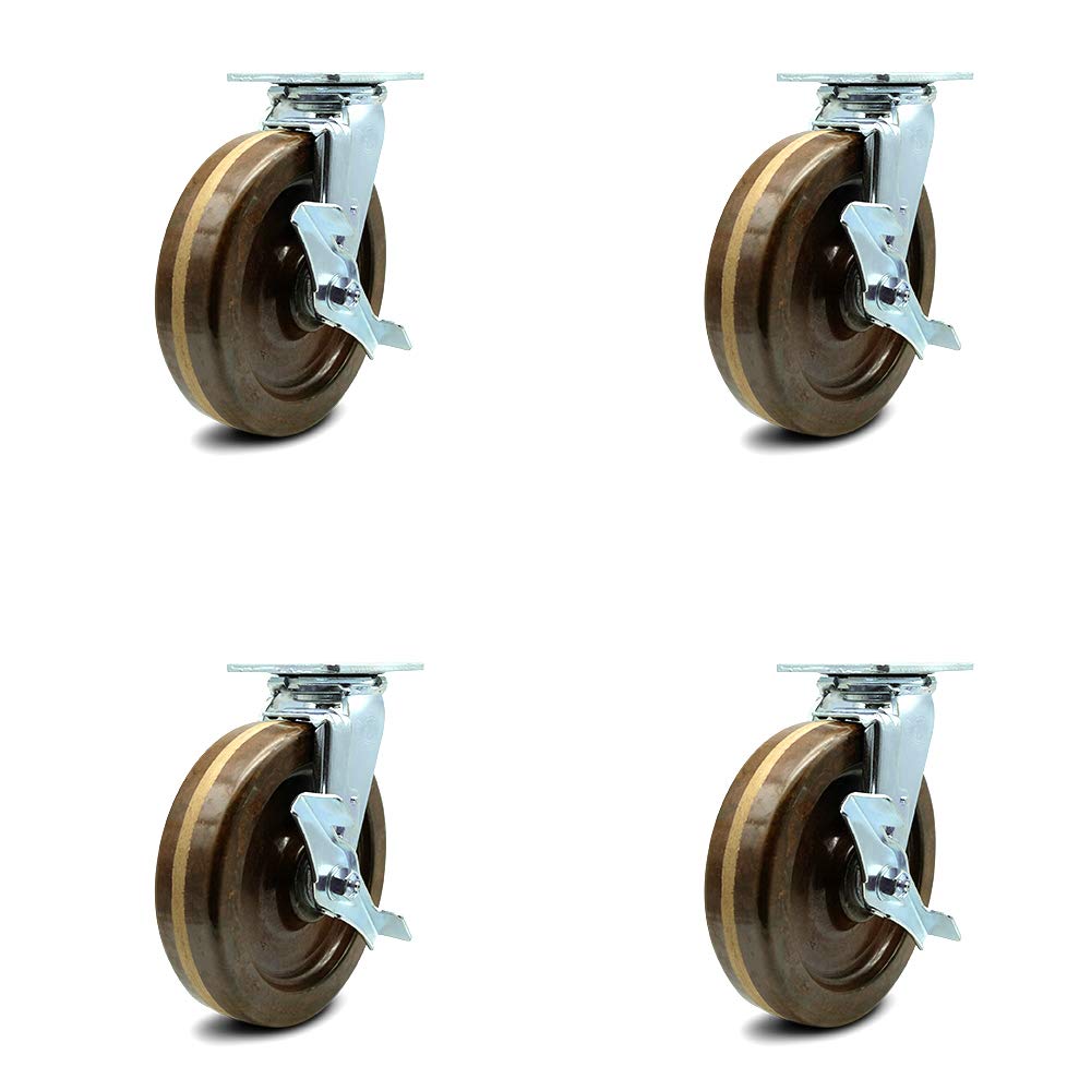 5" x 2" Brown Wheel Swivel Top Plate Caster, Pack of 2 G44983