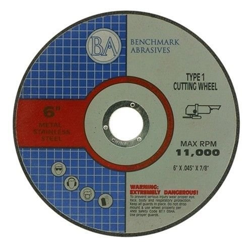 6" Steel Cutting Cutoff Wheel 0.045" Thick 7/8" Arbor 50 Pack Q754395