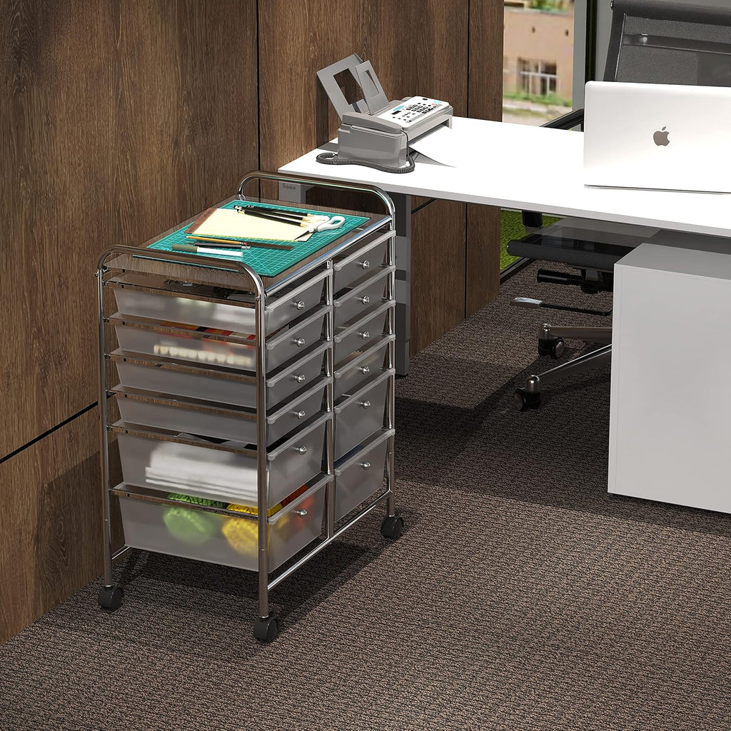 Utility Cart with 12 Drawers Rolling Storage Organizer O6430