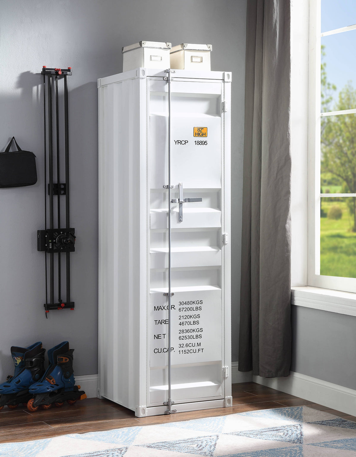 White Single Door Cargo Wardrobe M6737