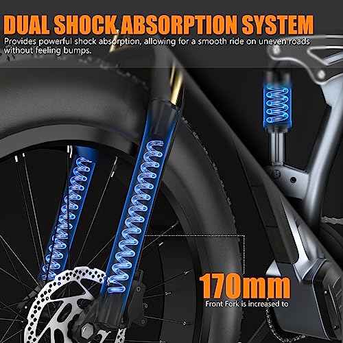 1000W 48V 30AH 26''x4.0 Inch Fat Tire Full Suspension Electric Bike B79308