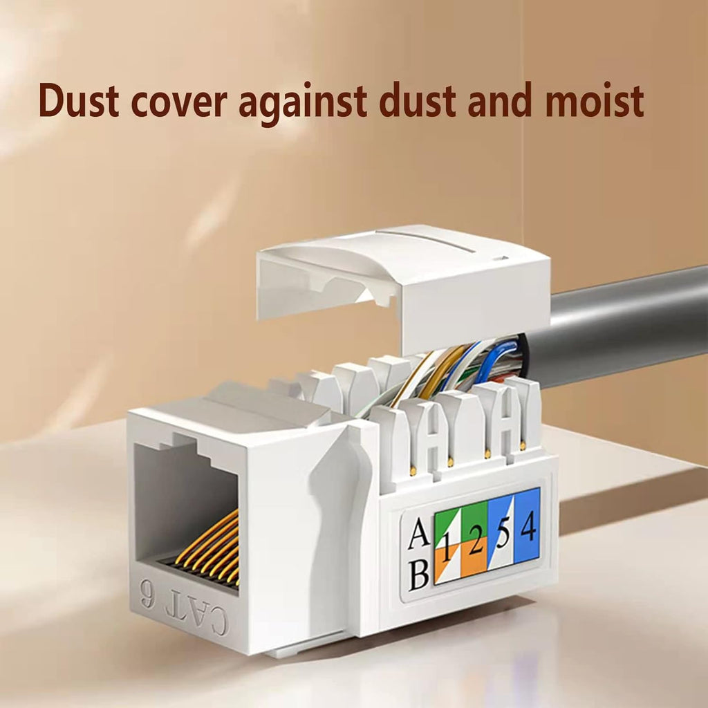 Cat6 RJ45 Keystone Jack Punch Down Connector White Ethernet Module Coupler D34282