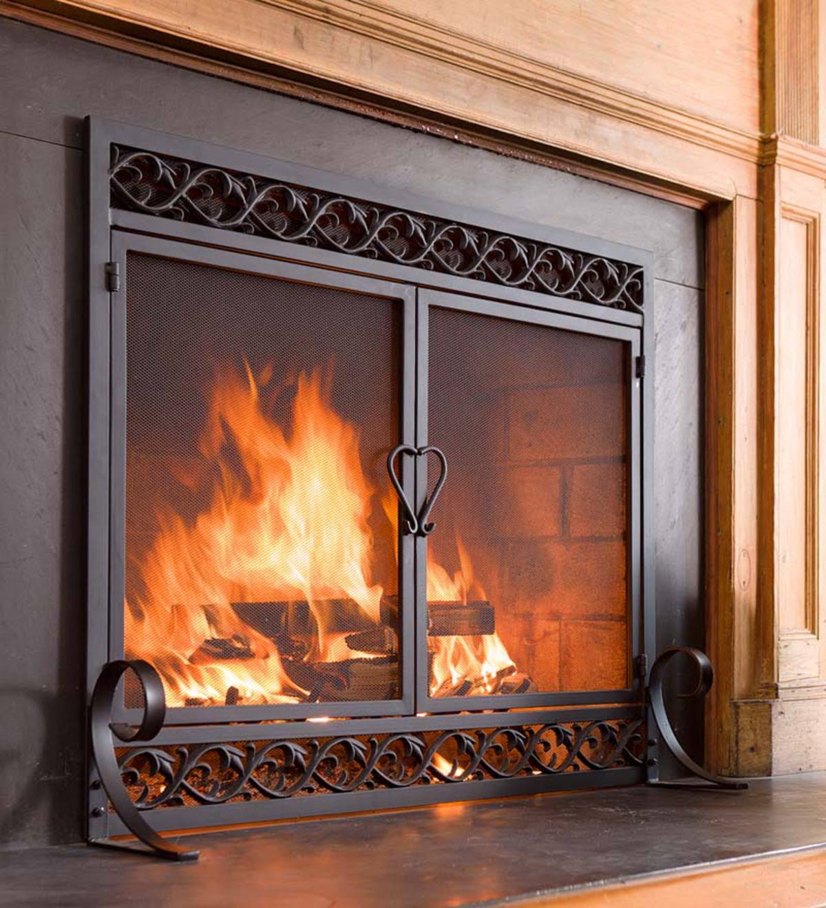 Cast Iron Fireplace Fire Screen with Doors K62029