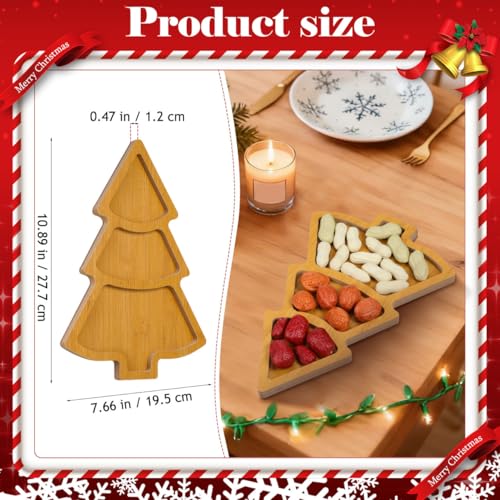 2Pcs Christmas Tree Shaped Wooden Serving Platters K534242