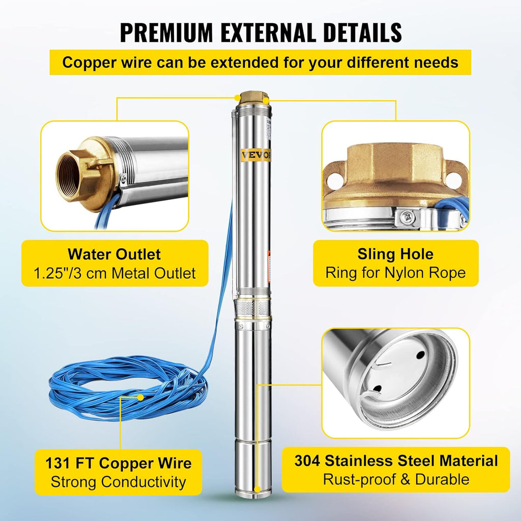 1.5 HP 220V Stainless Steel Submersible Well Pump L9057