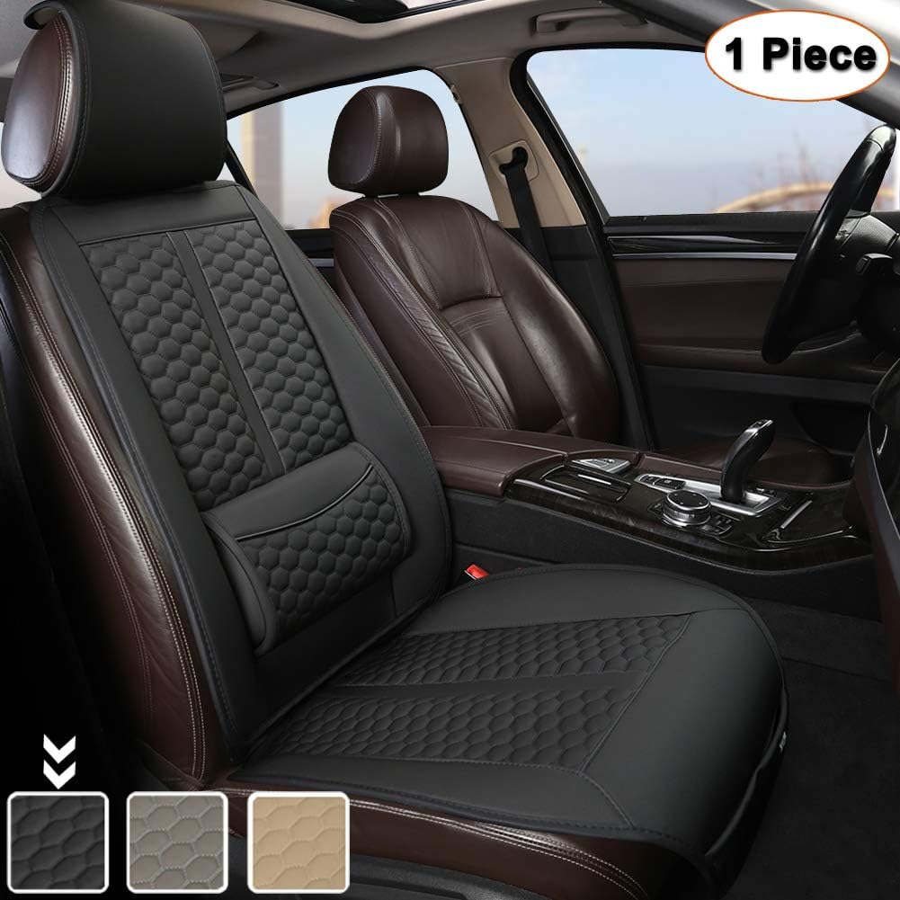 Black Car Seat Cover with Lumbar Support and Headrest Cover C327683
