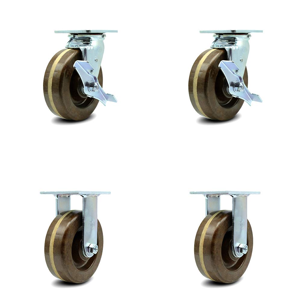 5" x 2" Brown Wheel Swivel Top Plate Caster, Pack of 2 G44983