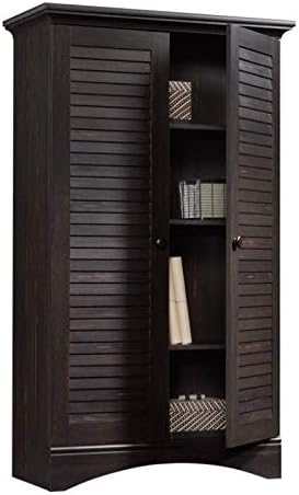 Antiqued White Storage Cabinet with Doors and 4 Adjustable Shelves H5881