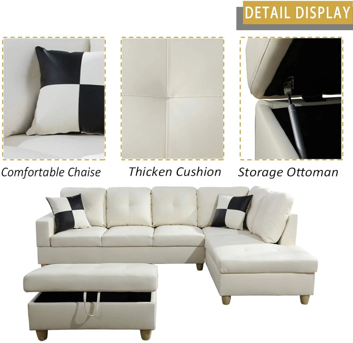 106.5'' Sectional Sofa with Storage Ottoman I3840
