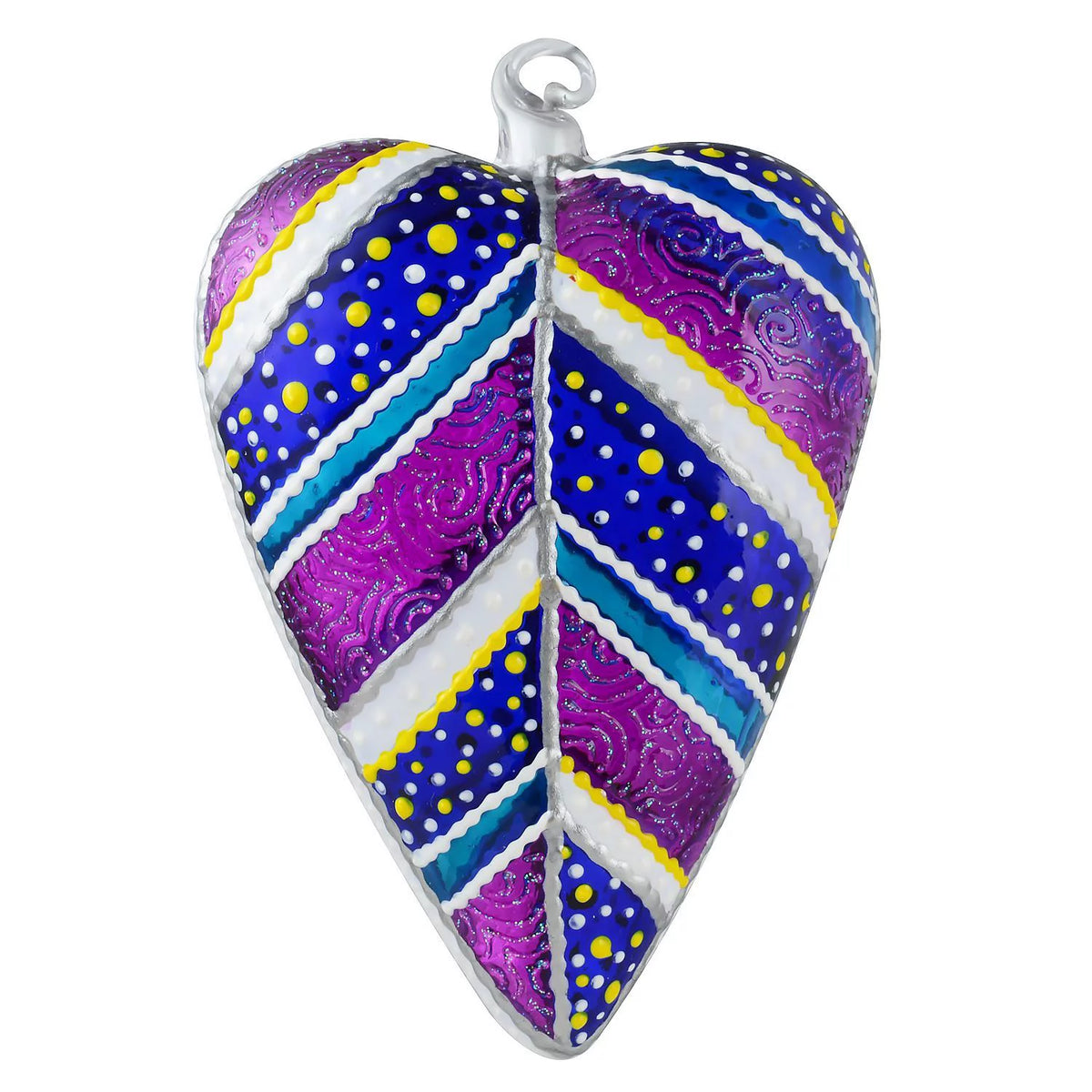 Glass Heart Hand Painted Christmas Ornament T31473