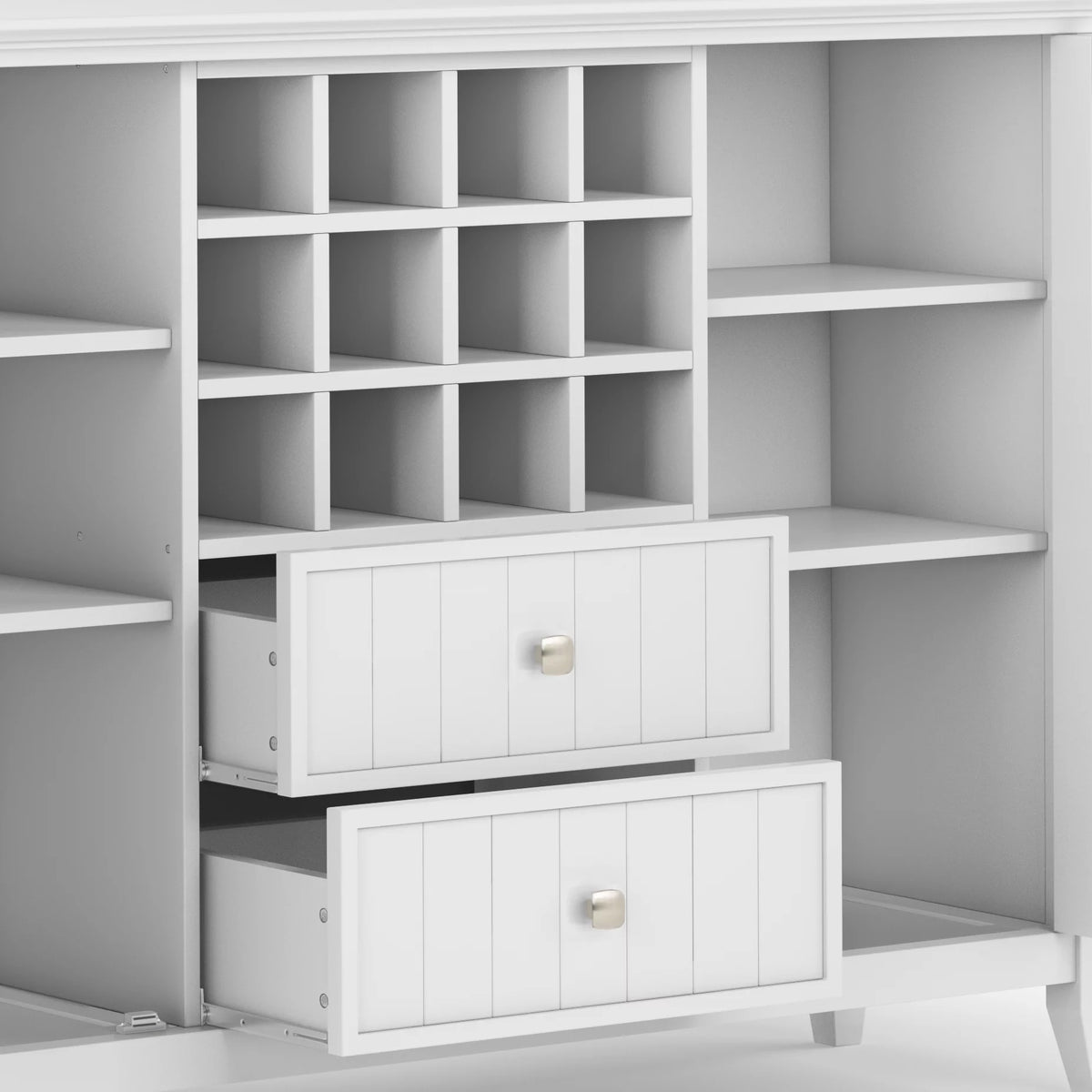 White Solid Wood Sideboard Buffet and Wine Rack F77106
