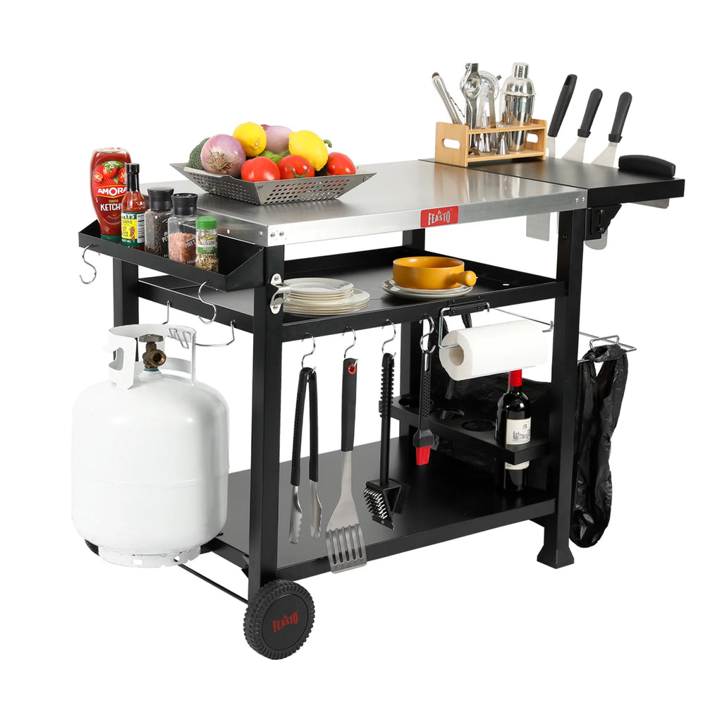 Stainless Steel 3-Shelf Movable Food Prep Cart Table D971