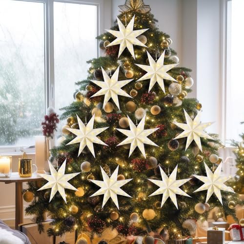 10 Set 8-Pointed 12 Inch Paper Star Lanterns with 10 LED Light P943