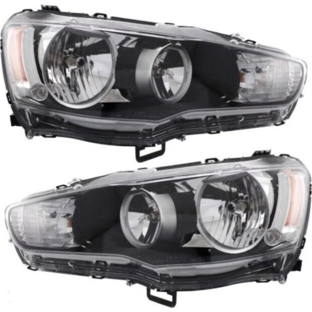2008-2014 Lancer EVO X Headlights Headlamps Chrome Bezel Left+Right V1092