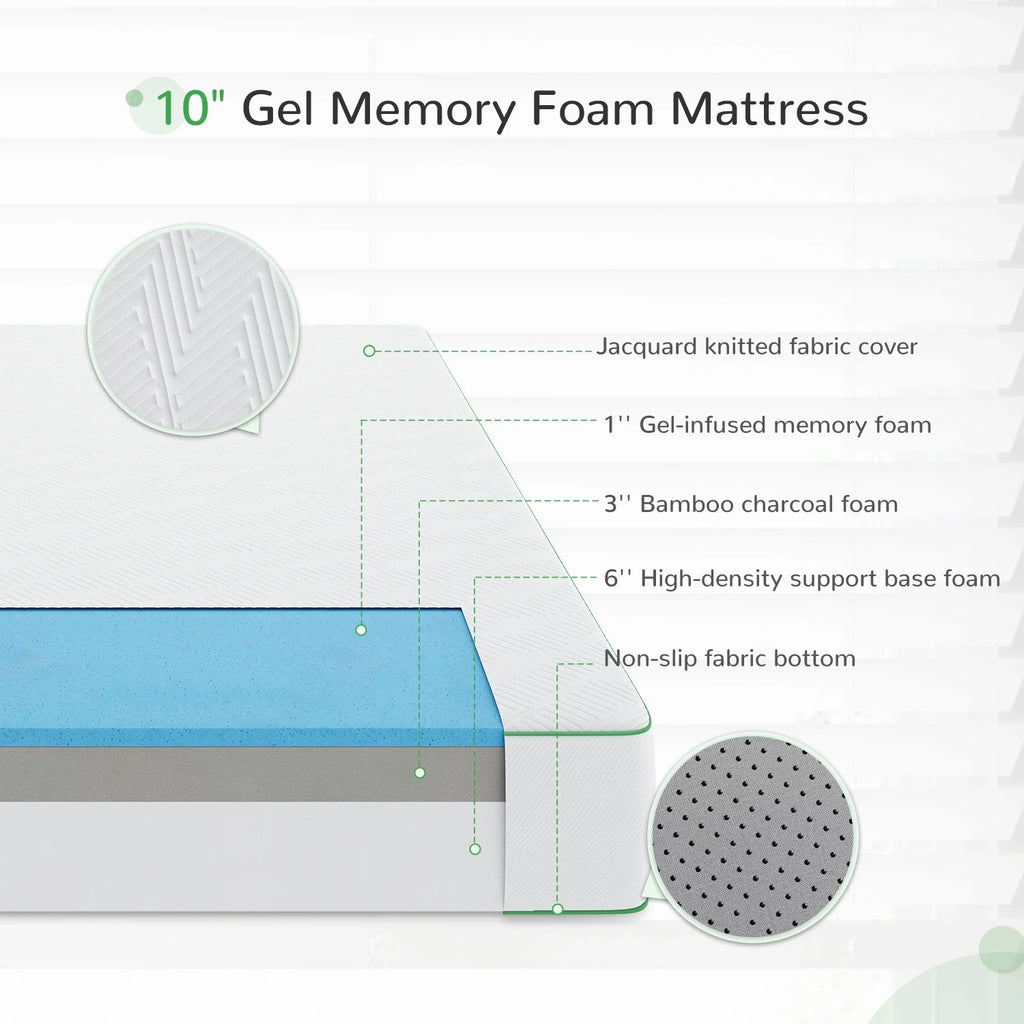 10'' Medium Firm Gel Memory Foam Mattress, Full Size Y288269