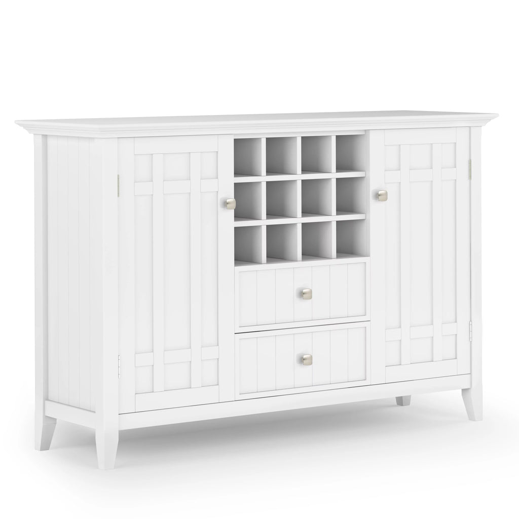 White Solid Wood Sideboard Buffet and Wine Rack F77106