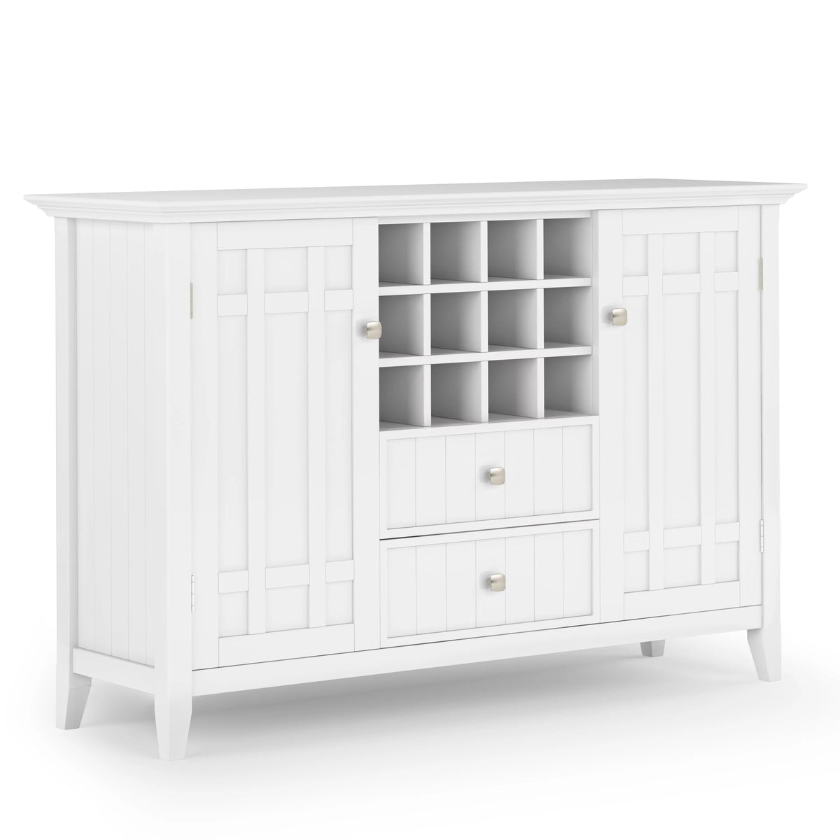 White Solid Wood Sideboard Buffet and Wine Rack F77106