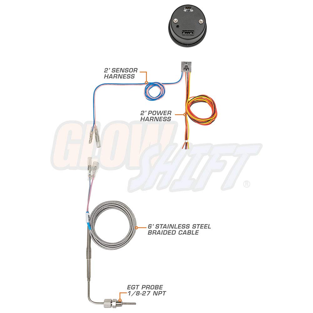 10 Color Digital 2200 F Pyrometer EGT Gauge Kit with Type K Probe D741