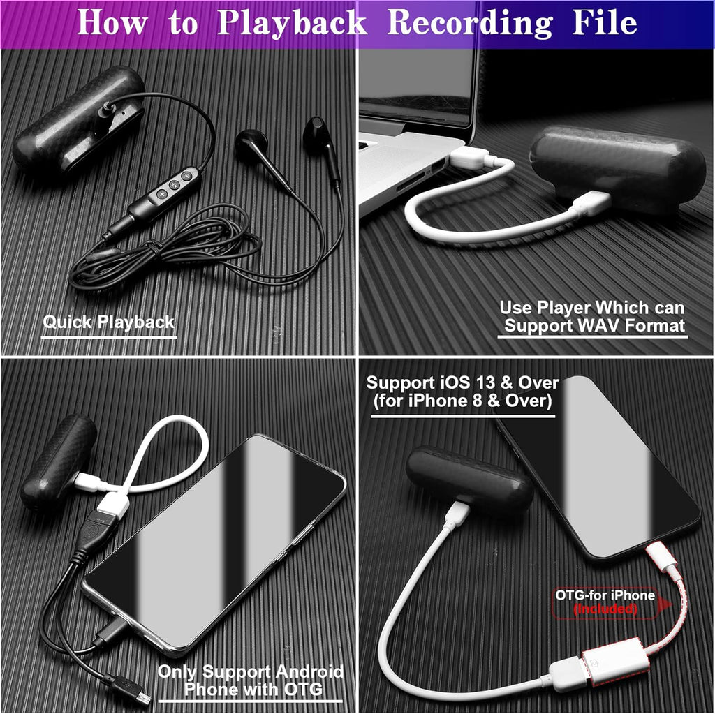 16GB Voice Activated Recorder, Magnetic, Portable Audio Recorder, Pack of 2 G6861