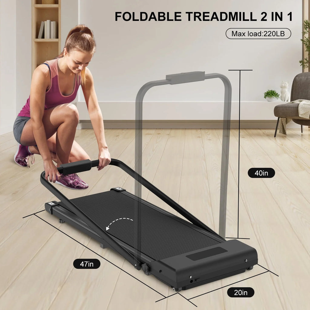 2 in 1 Folding Treadmill 265 lbs Gray T902