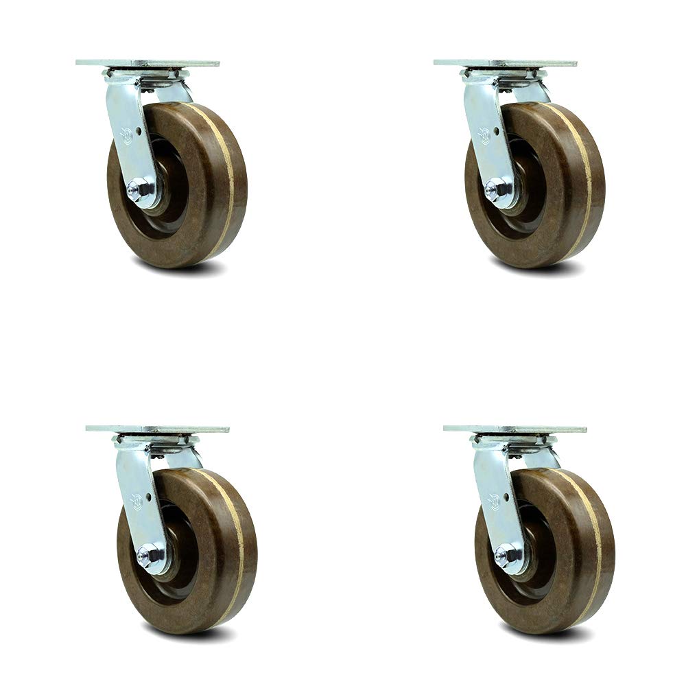 5" x 2" Brown Wheel Swivel Top Plate Caster, Pack of 2 G44983