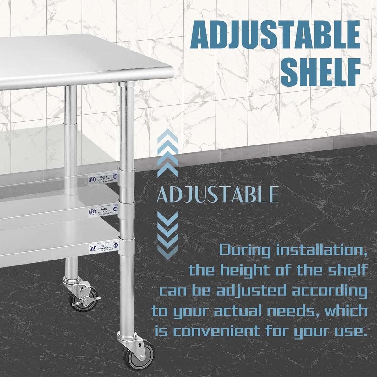 Stainless Steel Table 30 x 48 Inches with Caster Wheels B509