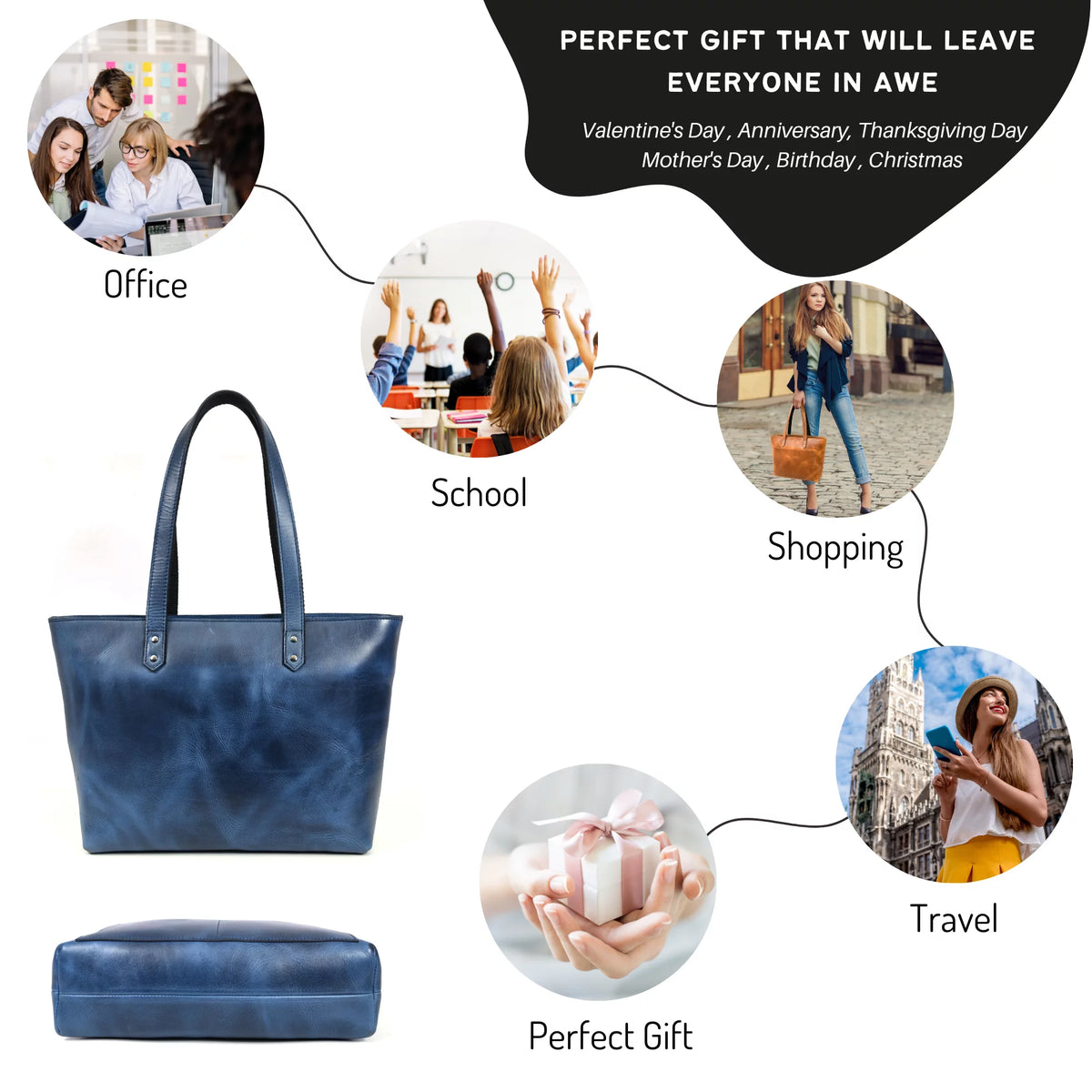 Genuine Leather Shoulder Tote Bag C10357