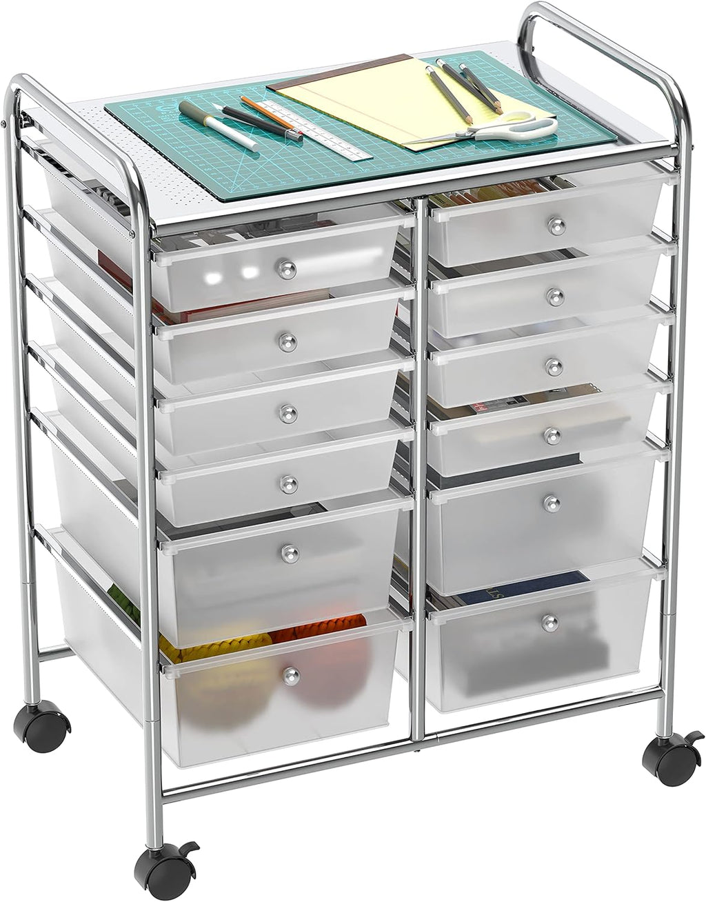 Utility Cart with 12 Drawers Rolling Storage Organizer O6430