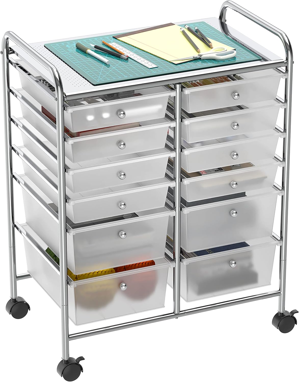 Utility Cart with 12 Drawers Rolling Storage Organizer O6430