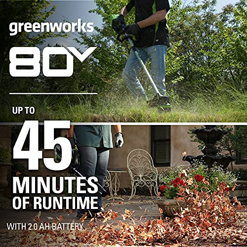 80V Cordless Brushless String Trimmer and Leaf Blower Combo with 2Ah Battery and Charger N6401