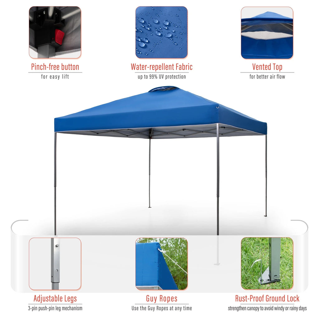 10' x 10' Blue Pop Up Canopy Tent with Wheeled Bag E95050