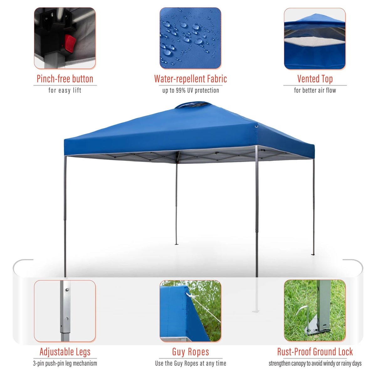 10' x 10' Blue Pop Up Canopy Tent with Wheeled Bag E95050