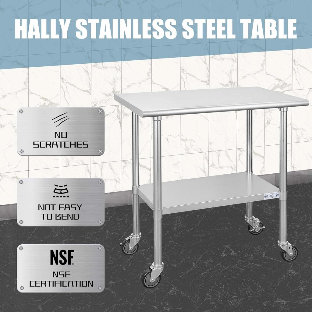 Stainless Steel Table 30 x 48 Inches with Caster Wheels B509