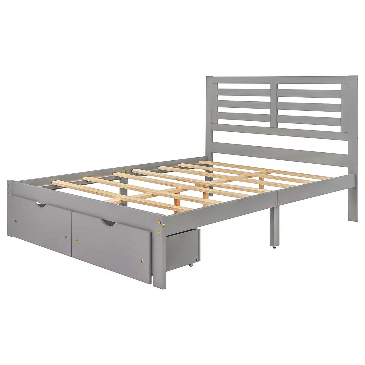Full Size Platform Bed with Drawers Gray O1125
