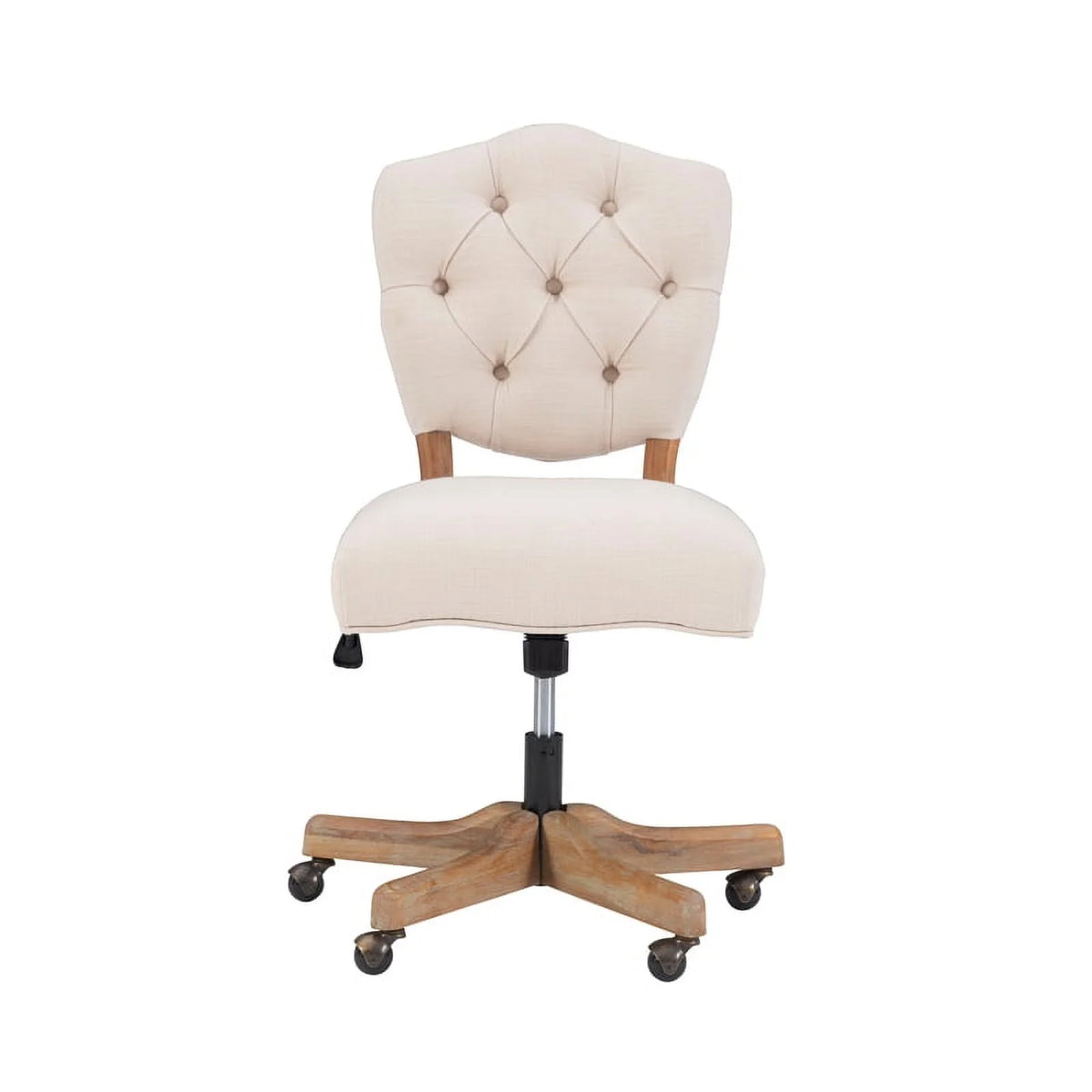 Beige Wood Upholstered Swivel Office Chair B756