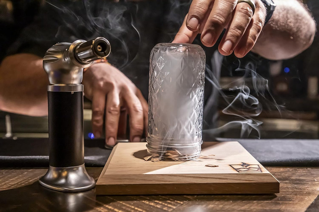 7 Piece White Oak Cocktail Smoking Kit with Torch R594
