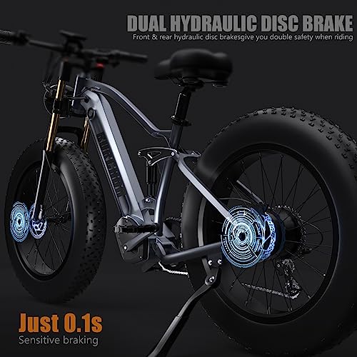 1000W 48V 30AH 26''x4.0 Inch Fat Tire Full Suspension Electric Bike B79308
