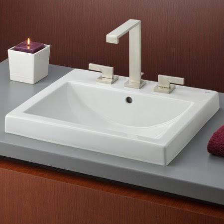Vitreous China Rectangular Drop-In Bathroom Sink with Overflow F7418