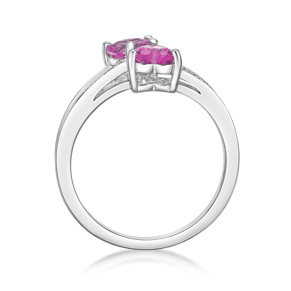 1.10 Ct Heart Pink Sapphire Diamond Accent 925 Sterling Silver Ring Size 7 L514