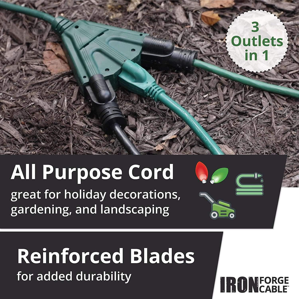 100 Ft Outdoor Extension Cord with 3 Outlets I5428