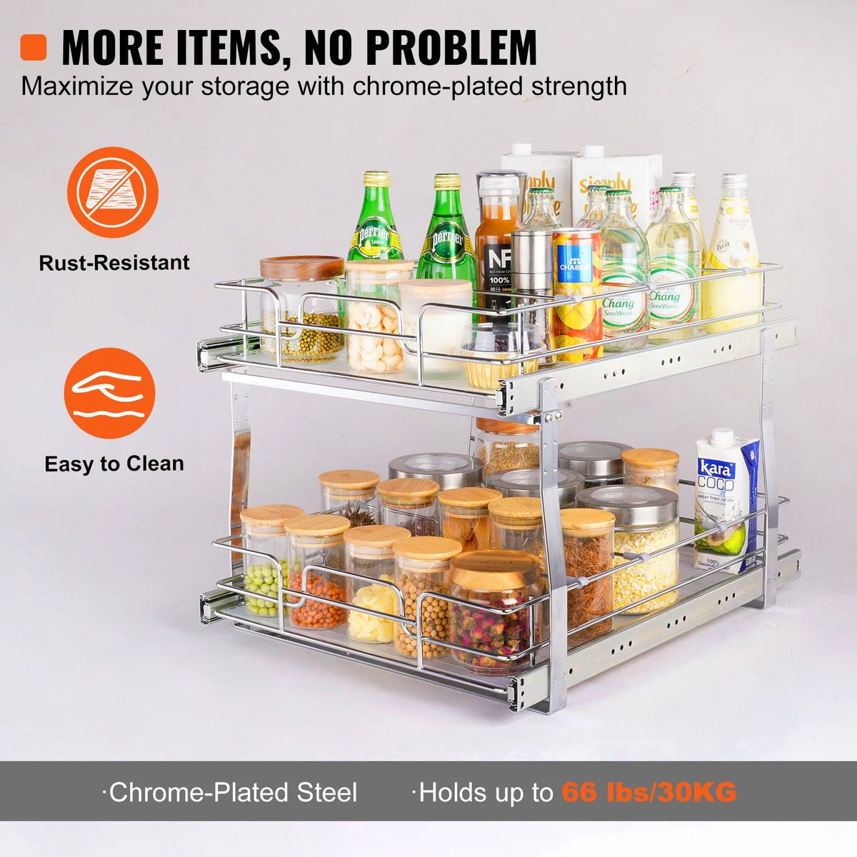 Chrome-Plated Steel Pull Out Cabinet Organizer G13754