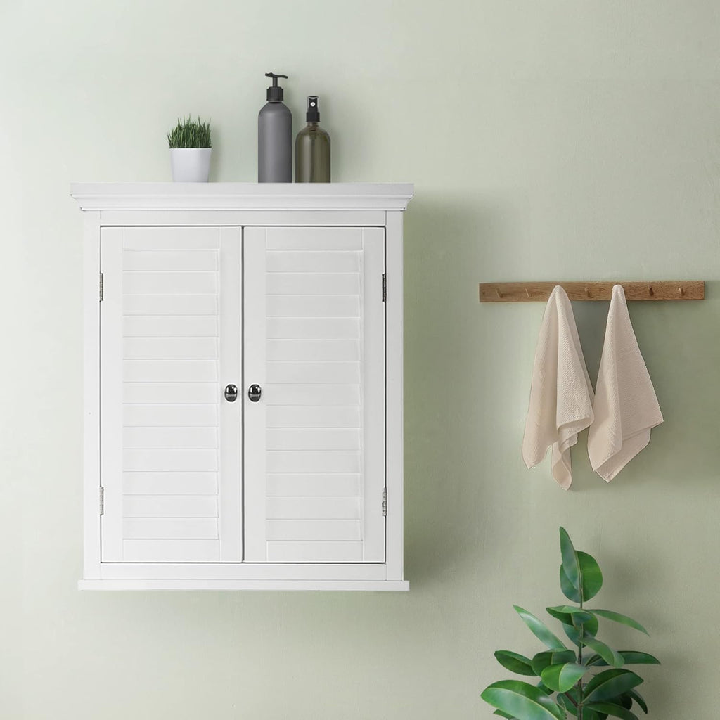 Wall Mounted Cabinet with 2 Shutter Doors, White K8633