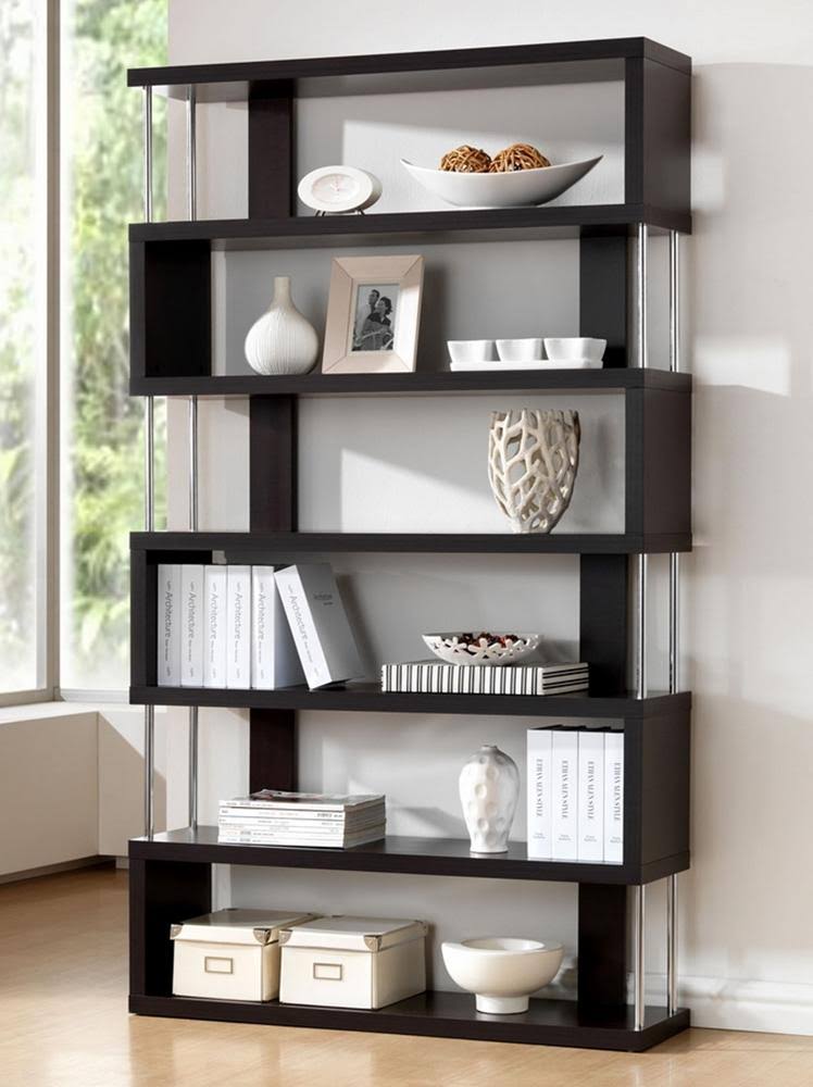 Dark Brown Three-Shelf Modern Bookcase U188