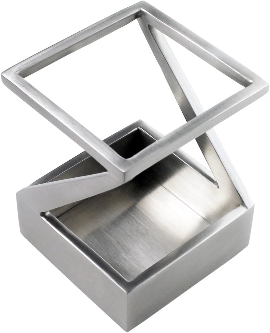 Modern Art Pen and Pencil Holder Stainless Steel Satin Finish Desktop Organizer G820665