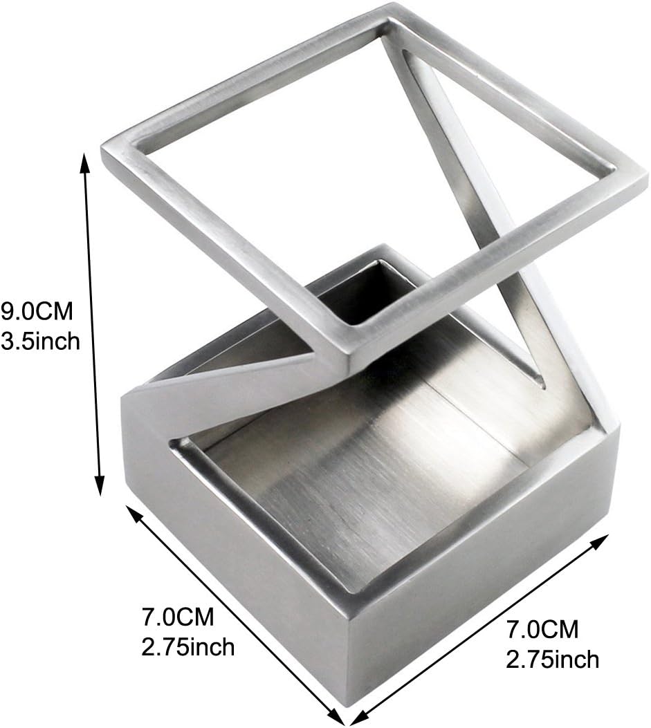 Modern Art Pen and Pencil Holder Stainless Steel Satin Finish Desktop Organizer G820665