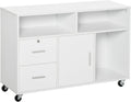 White Printer Stand with Drawer and Caster Wheels A5388