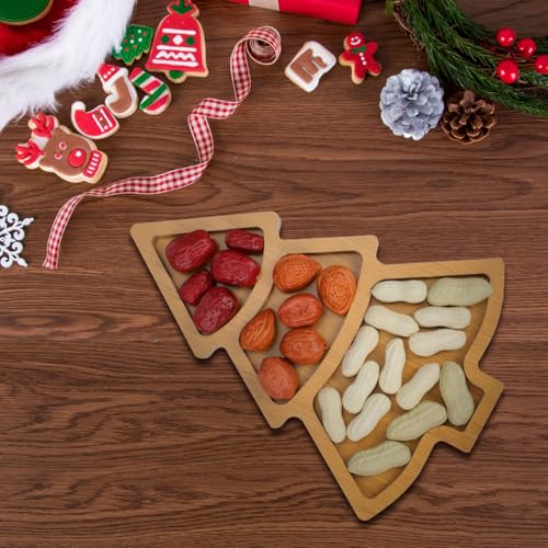 2Pcs Christmas Tree Shaped Wooden Serving Platters K534242